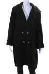 Apricot Women's Collar Button Closure Suede Long Coat Black In Black