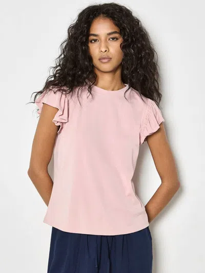 Apricot Women's Jersey Knit Ruffle T Shirt In Pink