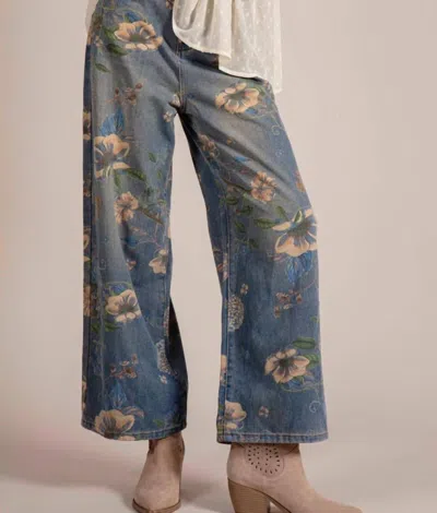 Apricot Women's Pioneer's Petals Printed Floral Denim In Blue