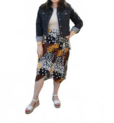 Apricot Wrap Midi Skirt In Mustard In Multi