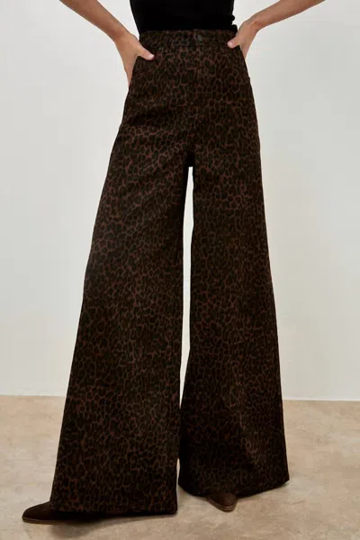 Apricot Zoe Wide Leg Leopard Jean In Brown