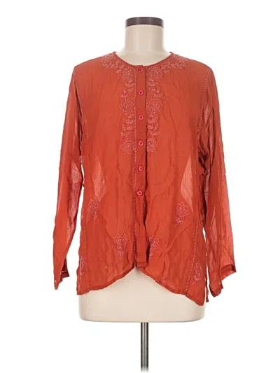 Pre-owned April Cornell Long Sleeve Blouse In Orange