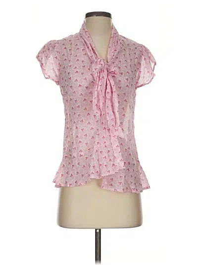 Pre-owned April Cornell Short Sleeve Blouse In Pink