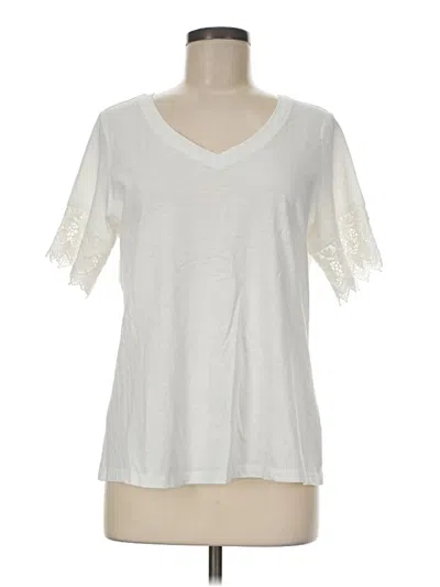 Pre-owned April Cornell Short Sleeve Top Ivory V-neck Tops