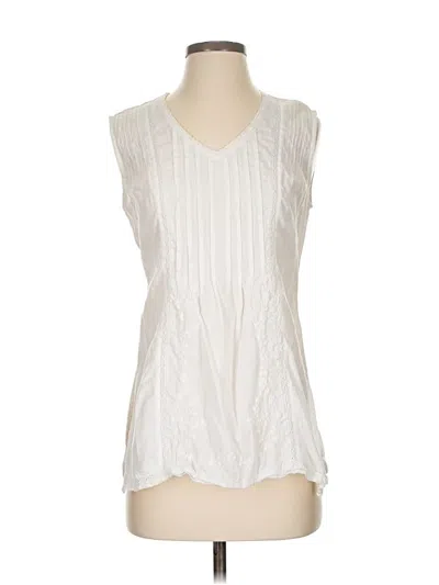 Pre-owned April Cornell Sleeveless Blouse In White