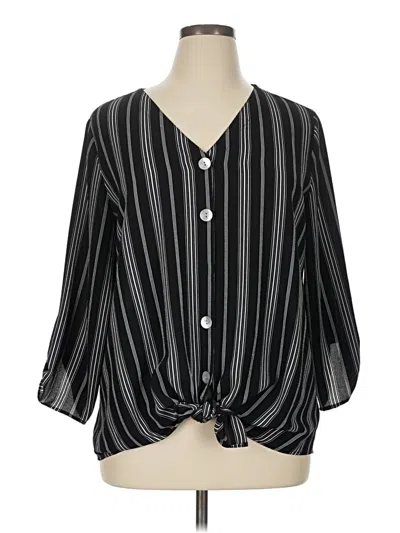 Pre-owned Apt. 9 3/4 Sleeve Blouse In Black