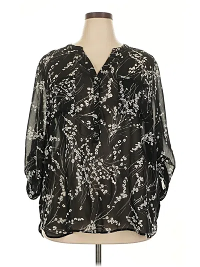 Pre-owned Apt. 9 3/4 Sleeve Blouse In Black