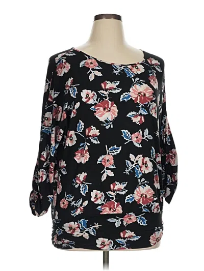 Pre-owned Apt. 9 3/4 Sleeve Blouse In Black