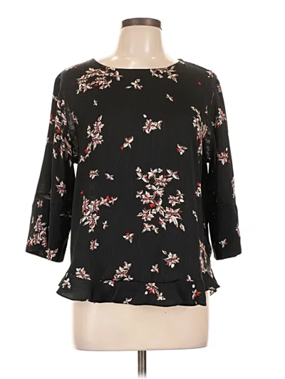 Pre-owned Apt. 9 3/4 Sleeve Blouse In Black