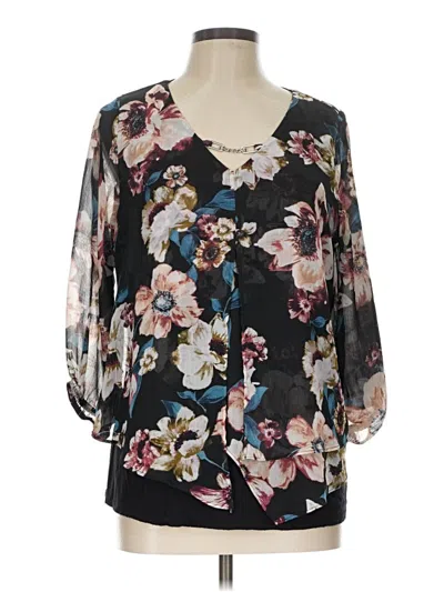 Pre-owned Apt. 9 3/4 Sleeve Blouse In Black
