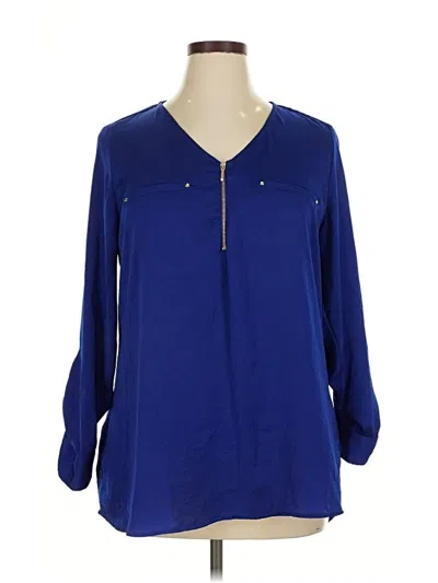 Pre-owned Apt. 9 3/4 Sleeve Blouse In Blue