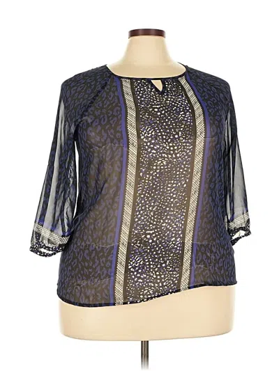 Pre-owned Apt. 9 3/4 Sleeve Blouse In Blue