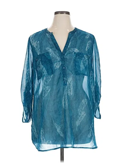Pre-owned Apt. 9 3/4 Sleeve Blouse In Blue