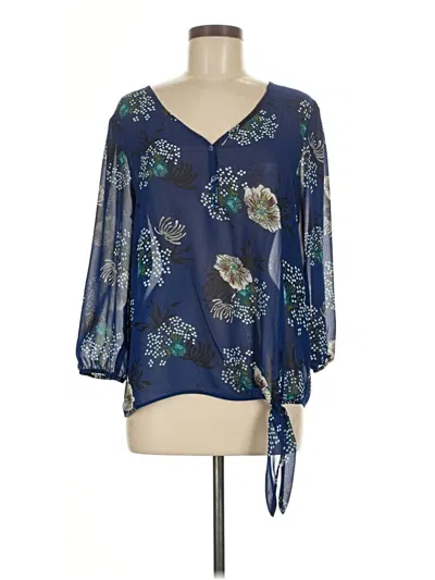 Pre-owned Apt. 9 3/4 Sleeve Blouse In Blue