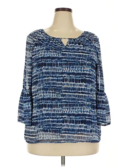 Pre-owned Apt. 9 3/4 Sleeve Blouse In Blue