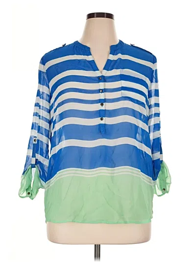 Pre-owned Apt. 9 3/4 Sleeve Blouse In Blue