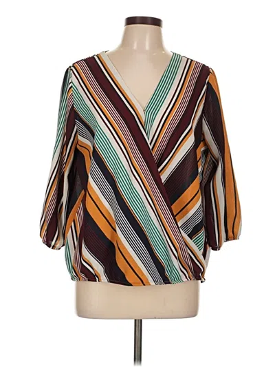 Pre-owned Apt. 9 3/4 Sleeve Blouse In Brown