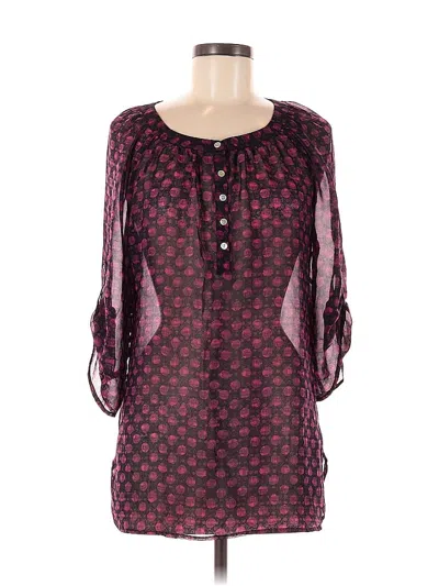 Pre-owned Apt. 9 3/4 Sleeve Blouse In Burgundy