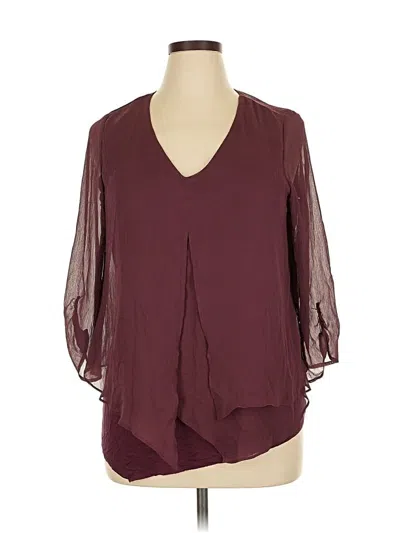 Pre-owned Apt. 9 3/4 Sleeve Blouse In Burgundy