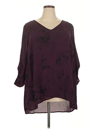 Pre-owned Apt. 9 3/4 Sleeve Blouse In Burgundy