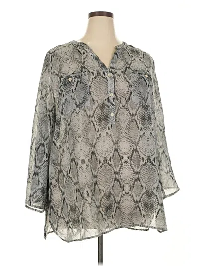 Pre-owned Apt. 9 3/4 Sleeve Blouse In Gray