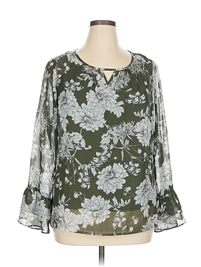 Pre-owned Apt. 9 3/4 Sleeve Blouse In Green