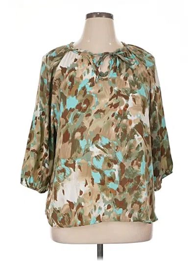 Pre-owned Apt. 9 3/4 Sleeve Blouse In Green