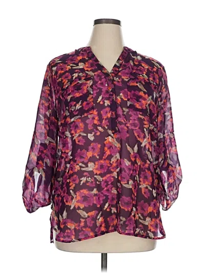 Pre-owned Apt. 9 3/4 Sleeve Blouse In Purple