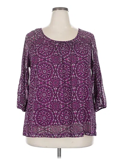 Pre-owned Apt. 9 3/4 Sleeve Blouse In Purple