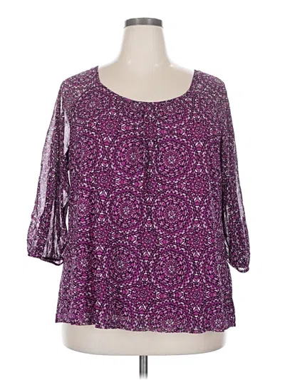 Pre-owned Apt. 9 3/4 Sleeve Blouse In Purple
