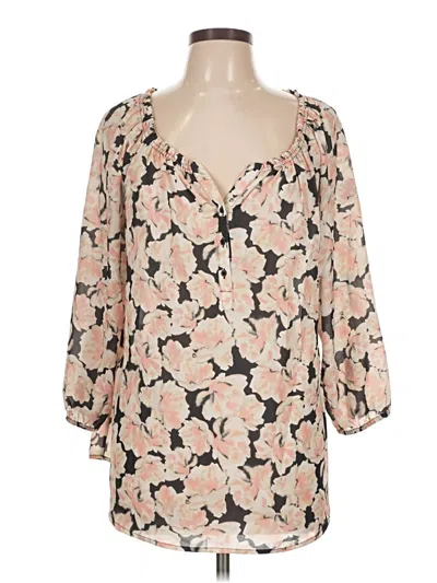 Pre-owned Apt. 9 3/4 Sleeve Blouse In Tan