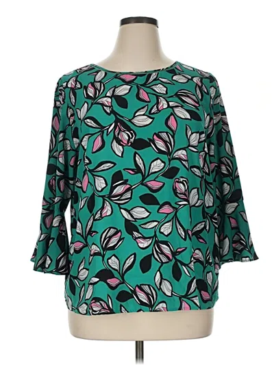 Pre-owned Apt. 9 3/4 Sleeve Blouse In Teal