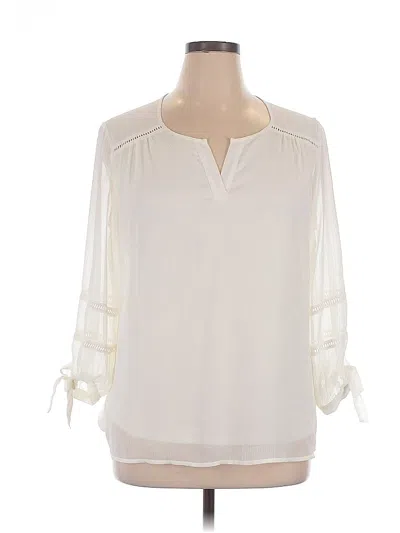 Pre-owned Apt. 9 3/4 Sleeve Blouse In White