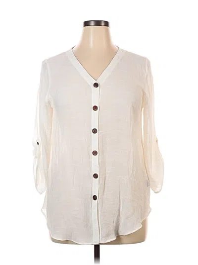 Pre-owned Apt. 9 3/4 Sleeve Blouse In White