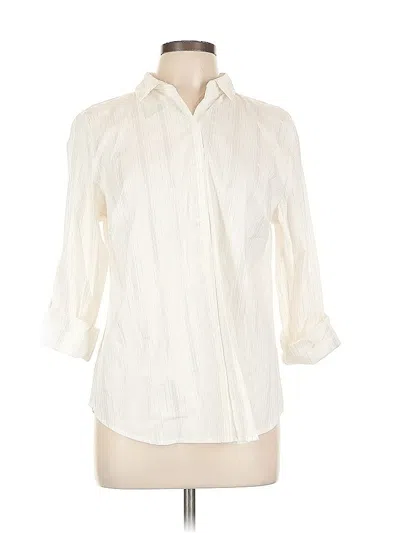 Pre-owned Apt. 9 3/4 Sleeve Button Down Shirt In White