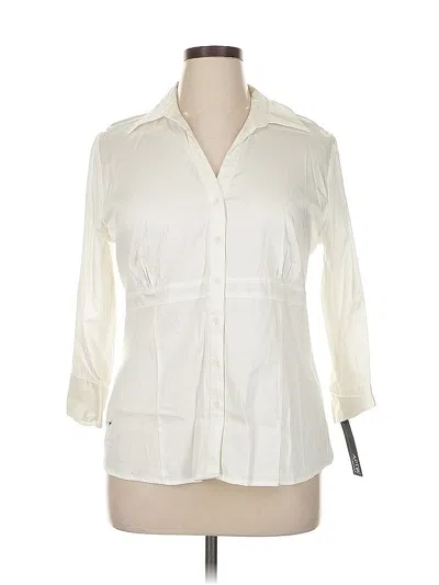 Pre-owned Apt. 9 3/4 Sleeve Button Down Shirt In White