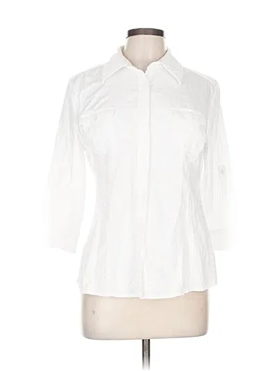 Pre-owned Apt. 9 3/4 Sleeve Button Down Shirt In White