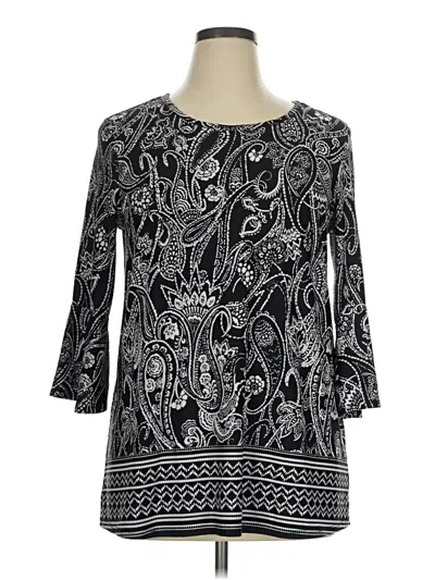 Pre-owned Apt. 9 3/4 Sleeve Top Black Boatneck Tops