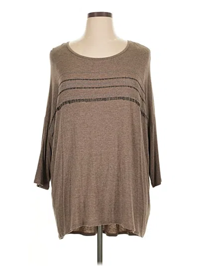 Pre-owned Apt. 9 3/4 Sleeve Top Brown Boatneck Tops