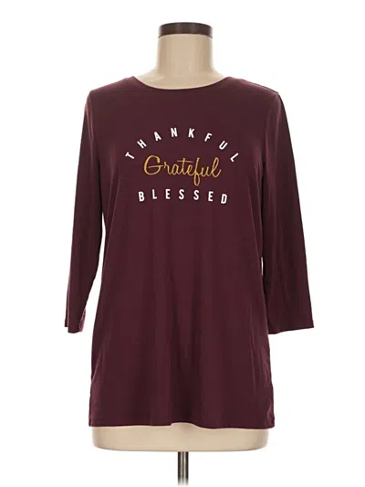 Pre-owned Apt. 9 3/4 Sleeve T-shirt In Burgundy