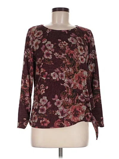 Pre-owned Apt. 9 3/4 Sleeve T-shirt In Burgundy