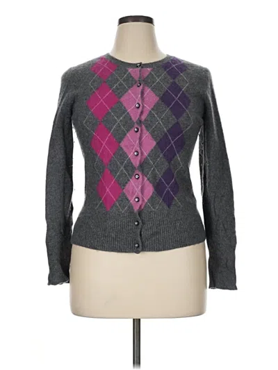 Pre-owned Apt. 9 Cashmere Cardigan Sweater In Purple