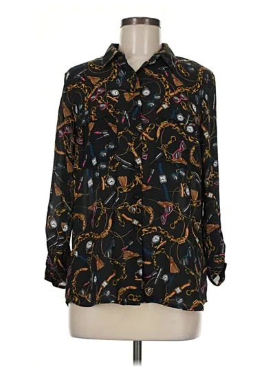 Pre-owned Apt. 9 Long Sleeve Blouse In Black