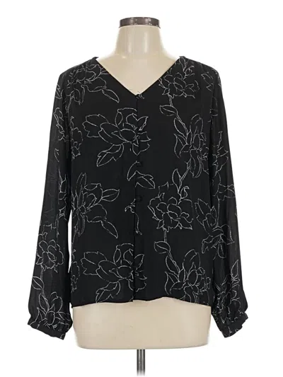 Pre-owned Apt. 9 Long Sleeve Blouse In Black