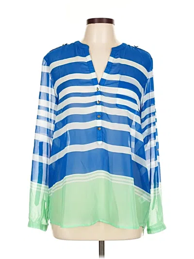 Pre-owned Apt. 9 Long Sleeve Blouse In Blue