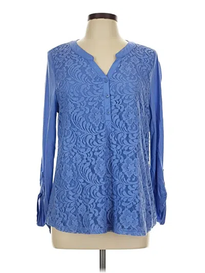 Pre-owned Apt. 9 Long Sleeve Blouse In Blue