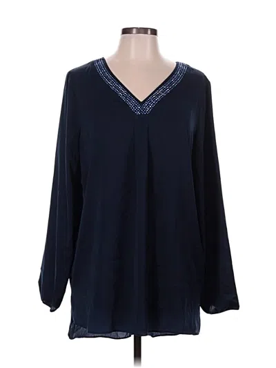 Pre-owned Apt. 9 Long Sleeve Blouse In Blue