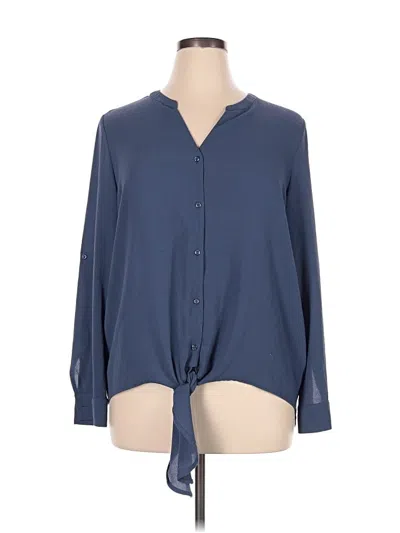 Pre-owned Apt. 9 Long Sleeve Blouse In Blue
