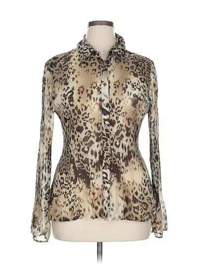 Pre-owned Apt. 9 Long Sleeve Blouse In Brown