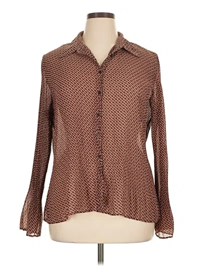Pre-owned Apt. 9 Long Sleeve Blouse In Brown